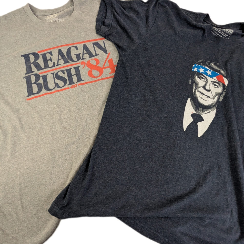 Ronald Reagan TWO Tshirts By Rowdy Gentlemen Austin. TX Large